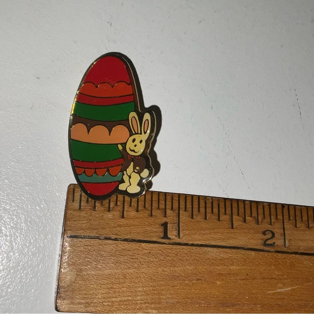 Vintage Easter Rabbit Egg Lapel Pin